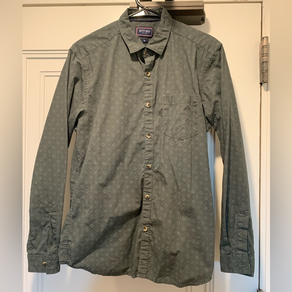 Byford button down, forest green, size medium.